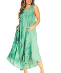 Sakkas Starlight Fourth Women's Tie Dye Caftan Tank Dress/Cover Up Beach Kaftan