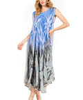 Sakkas Starlight Fourth Women's Tie Dye Caftan Tank Dress/Cover Up Beach Kaftan