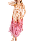 Sakkas Starlight Fourth Women's Tie Dye Caftan Tank Dress/Cover Up Beach Kaftan