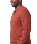 Men's Long Sleeve Henley shirt in cotton blend with 3 Button Placket & Chest Pocket - Silverts 19