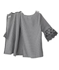 Women’s Open Back Top with Embroidered Bell Sleeves