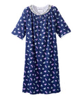 Open Back Knit Nightgown with Lace Trim - Silverts 52