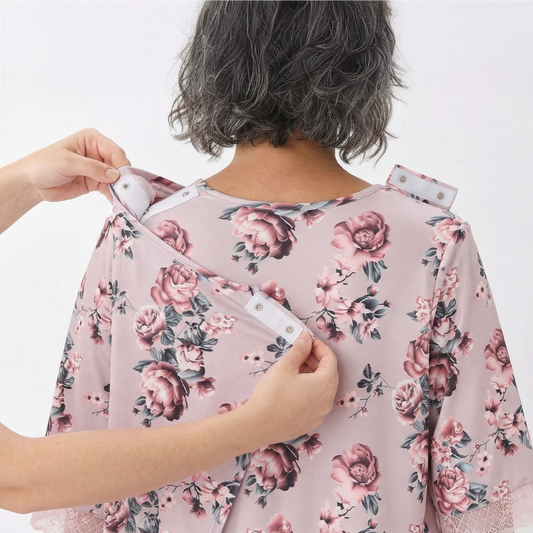 Women's Open Back V-Neck Lace Trim Nightgown - Silverts 2