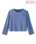 Women's Open Back Relaxed Ribbed Long Sleeve Top
