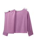 Women's Open Back Relaxed Ribbed Long Sleeve Top