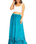 Sakkas Ivy Second Women's Maxi Boho Elastic Waist Embroidered A Line Long Skirt