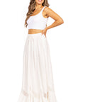 Sakkas Ivy Second Women's Maxi Boho Elastic Waist Embroidered A Line Long Skirt