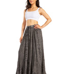 Sakkas Ahaana Women Renaissance Boho Rayon Maxi Embroidered Paneled Summer Skirt