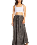 Sakkas Ahaana Women Renaissance Boho Rayon Maxi Embroidered Paneled Summer Skirt