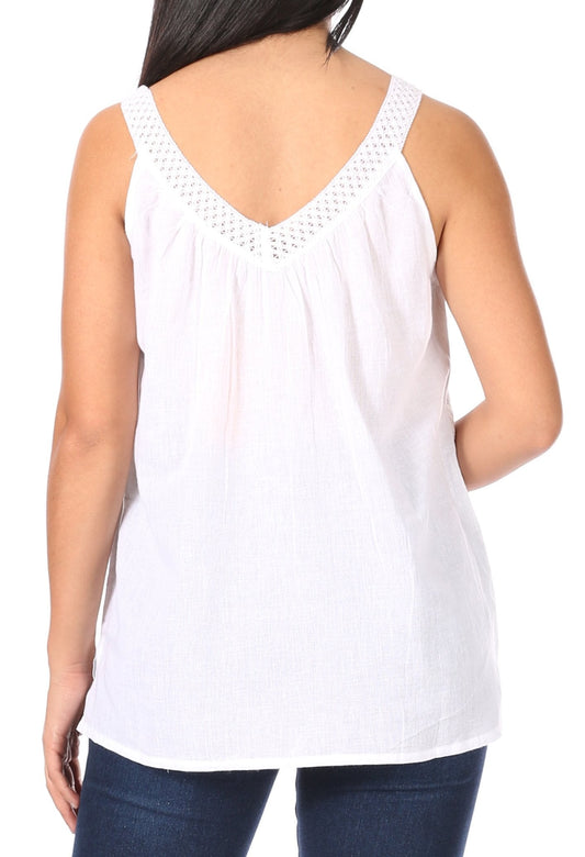 Sakkas Soffe Women's Casual Summer Sleeveless Floral Cotton Tank Top Blouse Light