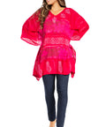Sakkas Adalwin Second TieDye Desert Sun Circle Ponch Tunic Top Blouse W/Embroidery