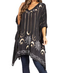 Sakkas Adalwin Third Tie Dye Desert Sun Circle Ponch Tunic Top Blouse W/Embroidery