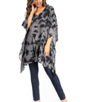 Sakkas Adalwin Third Tie Dye Desert Sun Circle Ponch Tunic Top Blouse W/Embroidery