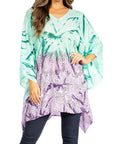 Sakkas Adalwin Third Tie Dye Desert Sun Circle Ponch Tunic Top Blouse W/Embroidery