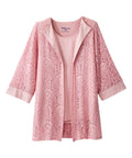 Women's Open Back Lace Blazer Twofer Top
