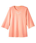 Women's Open Back 3/4 Length Sleeve Top with Embroidery