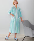 Women's Open Back Nightgown with Quarter-Zip