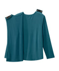 Women's Open Back 3-Button Front Embroidery Top