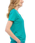 Women's Short Sleeve Cotton Knit T-shirt in Pintuck Style