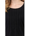 Women's Short Sleeve Cotton Knit T-shirt in Pintuck Style
