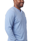 Men's Long Sleeve Henley shirt in cotton blend with 3 Button Placket & Chest Pocket