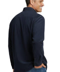 Men's Heathered Fleece Overshirt with Chest Pockets and Tortoise-shell patterned Buttons