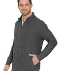 Mens Sherpa Fleece Lined Zip Front Sweater Jacket