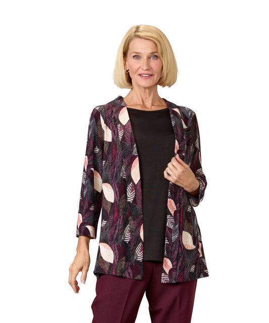 Women's Open Back 3/4 Sleeve Twofer Top