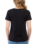 Women's Short Sleeve Cotton Knit T-shirt in Pintuck Style
