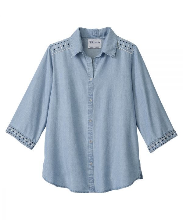 Women's Open Back 3/4 Sleeve Blouse - Clearance