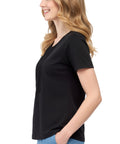 Women's Short Sleeve Cotton Knit T-shirt in Pintuck Style