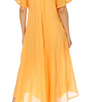 Sakkas Egan Women's Long Embroidered Caftan Dress / Cover Up With Embroidered Cap Sleeves