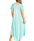 Sakkas Egan Women's Long Embroidered Caftan Dress / Cover Up With Embroidered Cap Sleeves