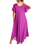 Sakkas Egan Women's Long Embroidered Caftan Dress / Cover Up With Embroidered Cap Sleeves