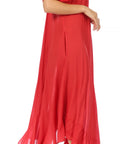 Sakkas Egan Women's Long Embroidered Caftan Dress / Cover Up With Embroidered Cap Sleeves