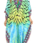 Sakkas Georgettina Flowy Rhinestone V Neck Long Caftan Dress/Cover Up