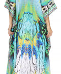 Sakkas Georgettina Flowy Rhinestone V Neck Long Caftan Dress/Cover Up