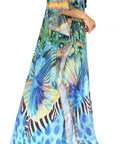 Sakkas Georgettina Flowy Rhinestone V Neck Long Caftan Dress/Cover Up