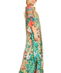 Sakkas Georgettina 2025 Flowy Rhinestone V Neck Long Caftan Dress / Cover Up