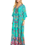 Sakkas Georgettina 2025 Flowy Rhinestone V Neck Long Caftan Dress / Cover Up