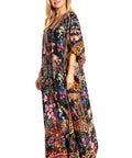 Sakkas Georgettina 2025 Flowy Rhinestone V Neck Long Caftan Dress / Cover Up