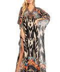 Sakkas Georgettina 2025 Flowy Rhinestone V Neck Long Caftan Dress / Cover Up