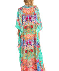 Sakkas Georgettina 2025 Flowy Rhinestone V Neck Long Caftan Dress / Cover Up