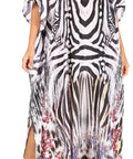 Sakkas Georgettina Flowy Rhinestone V Neck Long Caftan Dress/Cover Up