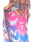 Sakkas Georgettina Flowy Rhinestone V Neck Long Caftan Dress/Cover Up