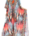 Sakkas Georgettina Flowy Rhinestone V Neck Long Caftan Dress/Cover Up