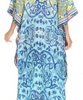 Sakkas Georgettina Flowy Rhinestone V Neck Long Caftan Dress/Cover Up