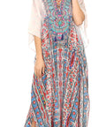 Sakkas Georgettina Flowy Rhinestone V Neck Long Caftan Dress/Cover Up