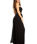 Sakkas Samantha Women's Bandeau Tube Top & Wide leg Gaucho Pants Set Palazzo Boho
