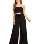 Sakkas Samantha Women's Bandeau Tube Top & Wide leg Gaucho Pants Set Palazzo Boho